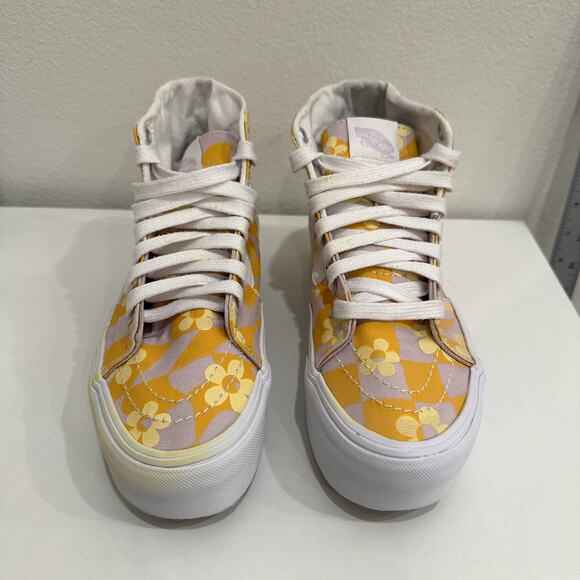 Vans Womens Sz 7 Yellow Floral Sk8-Hi Tapered Stackform Sneakers Casual Festival - Picture 2 of 10